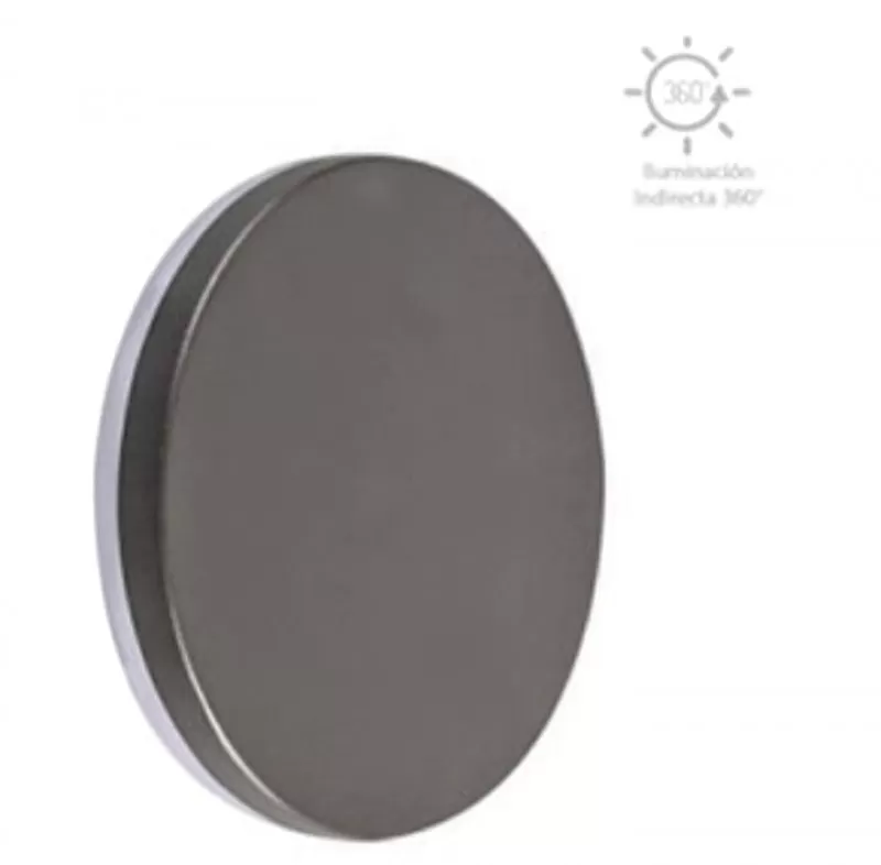Aplique muro plano Circular gris 10W 3000K Luz indirecta TECNOLITE