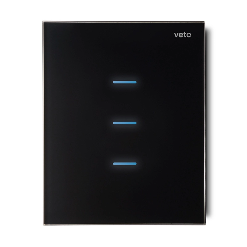 Interruptor Smart  Triple Conmutable Plura Negro Veto