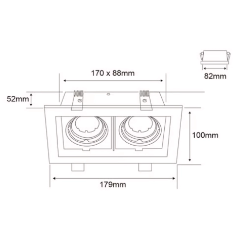 Kardan GU10 Doble Negro Tecnolite
