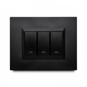 Interruptor Triple Plura Negro Veto