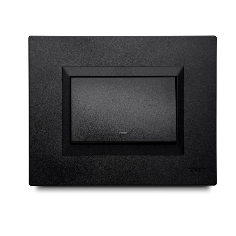 Interruptor Conmutable Sencillo Plura Negro Veto