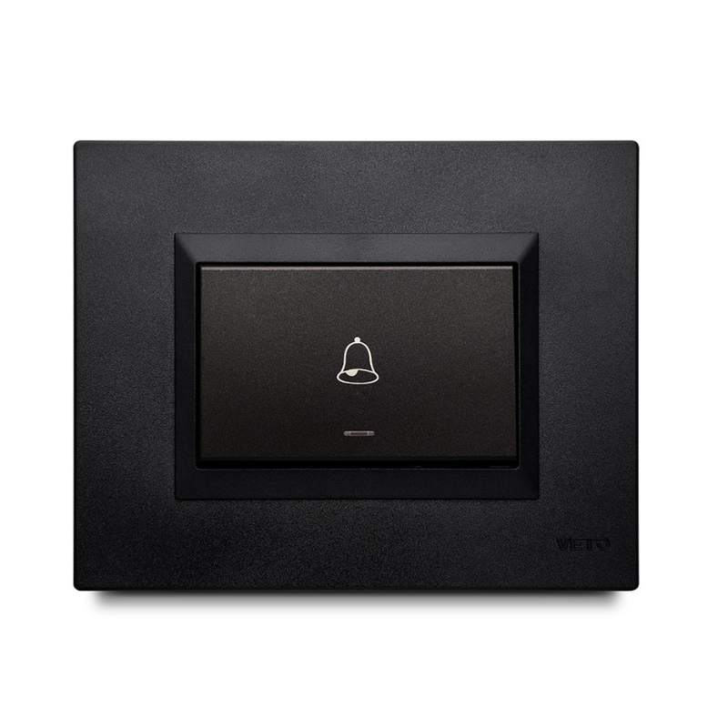 Pulsador Timbre Simple Plura Negro Veto