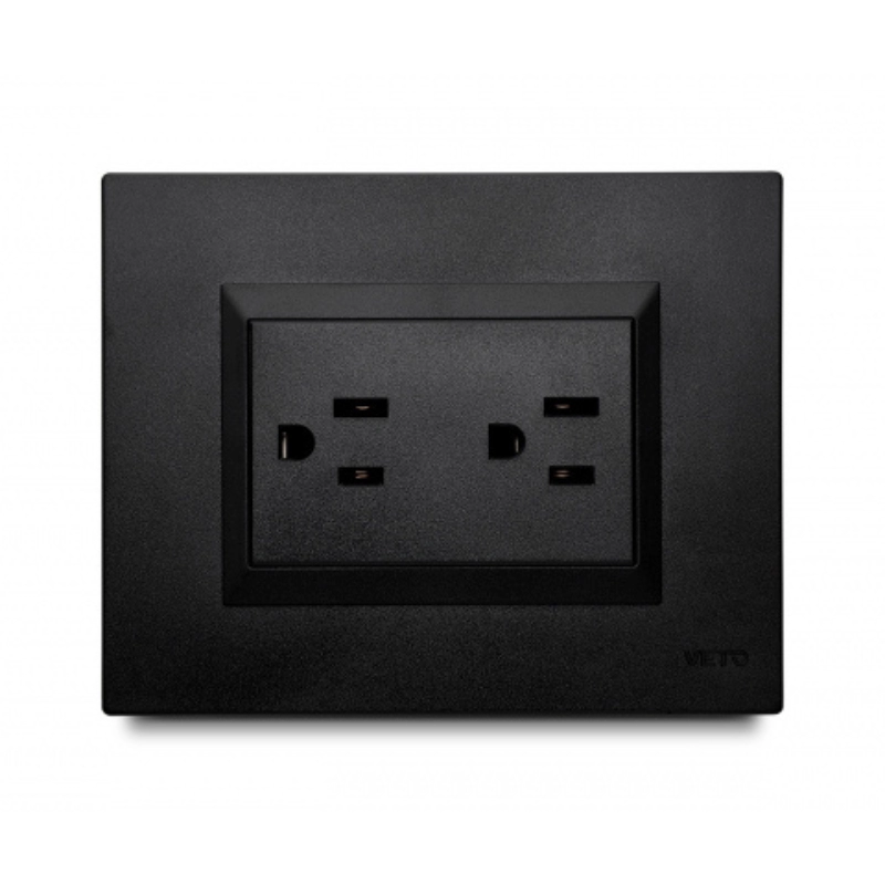 Toma Corriente  Con Polo Plura Negro Veto