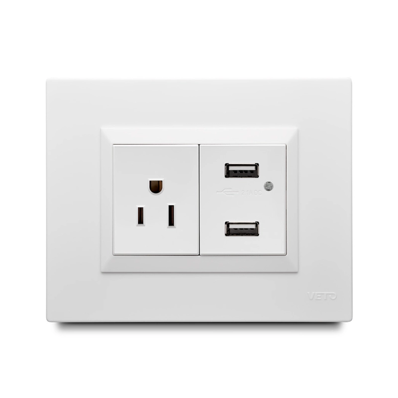 Toma Corriente + Usb Plura Blanco Veto