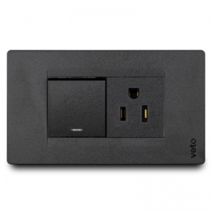 Interruptor +  Toma Corriente   Premium Negro    Veto
