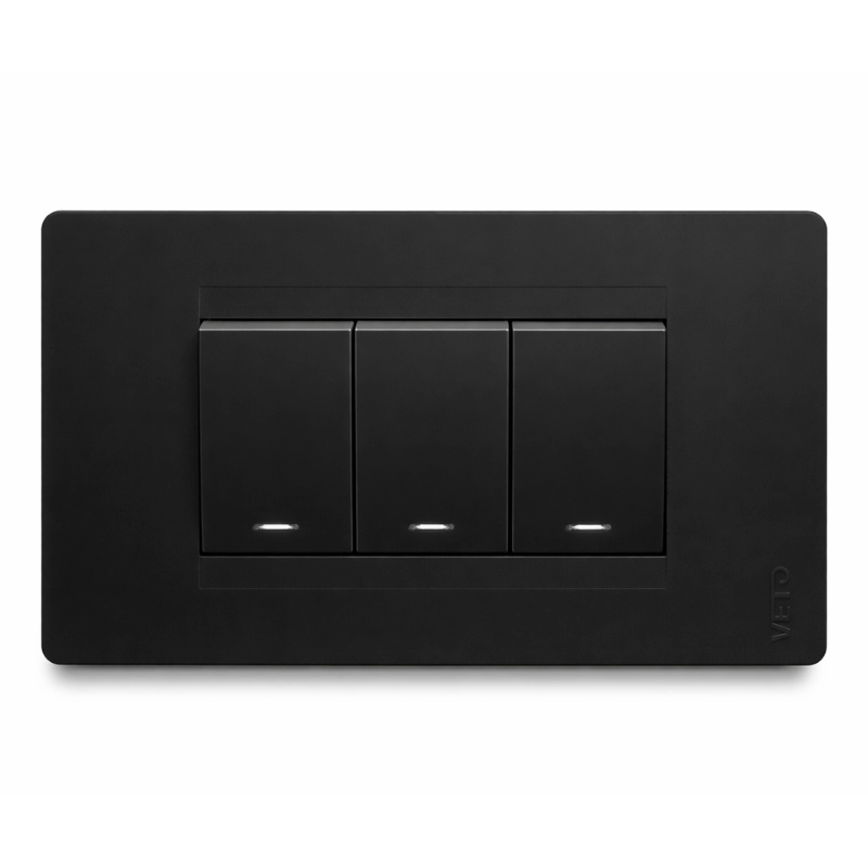 Interruptor Conmutable  Doble  Premium Negro    Veto