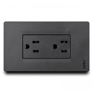 Toma Corriente  Con Polo Premium Negro    Veto