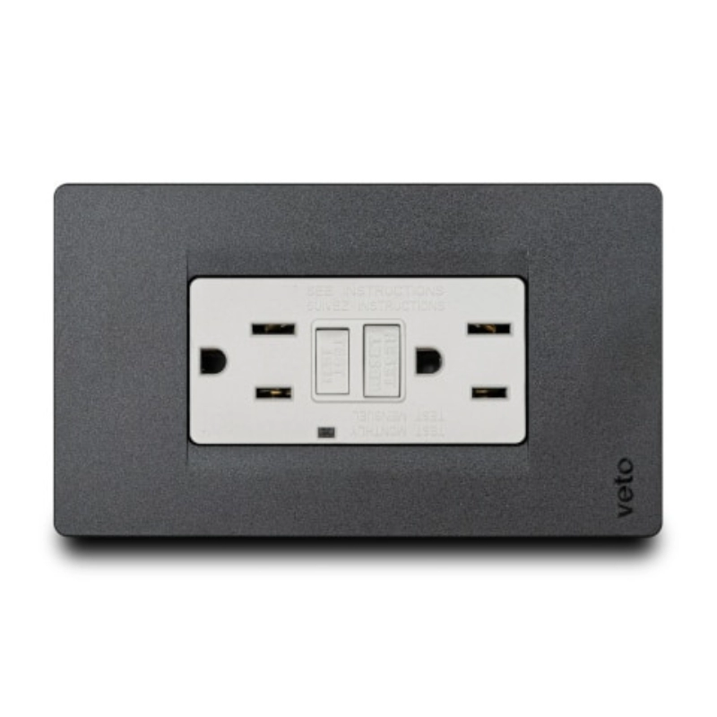 Toma Doble  Gfci Premium Negro    Veto