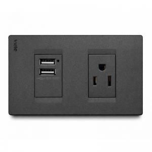 Toma Corriente + Usb    Premium Negro    Veto