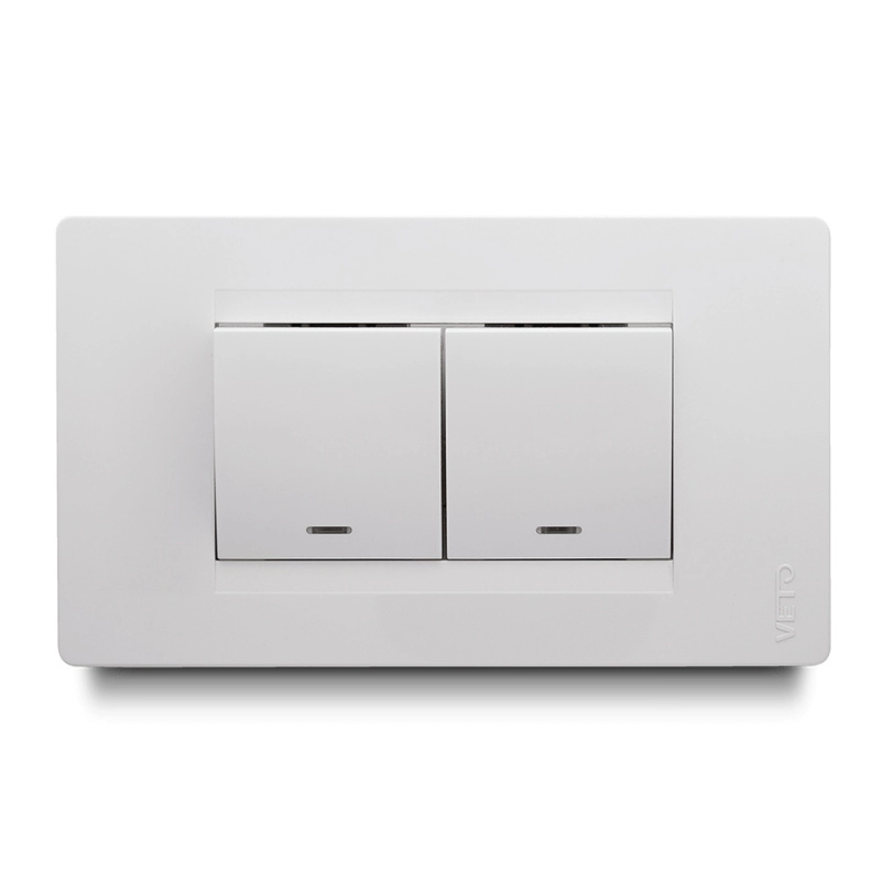 Interruptor Doble Conmutable  Boton Ancho Premium Blanco    Veto