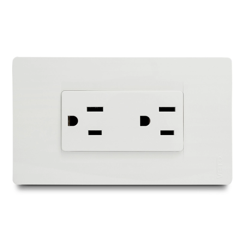 Toma Corriente  Con Polo Premium Blanco    Veto