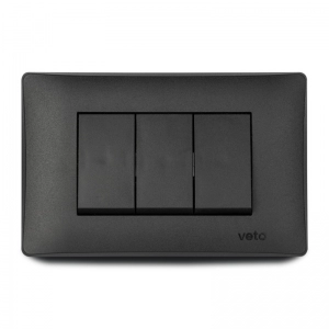 Interruptor Triple  Ancho Oslo Negro    Veto