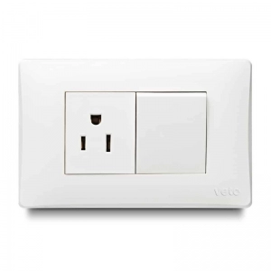 Interruptor + Toma Corriente  Con Polo Oslo Blanco    Veto