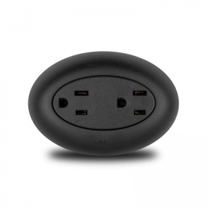 Toma Corriente Con Polo  Sobreponer Click Negro    Veto