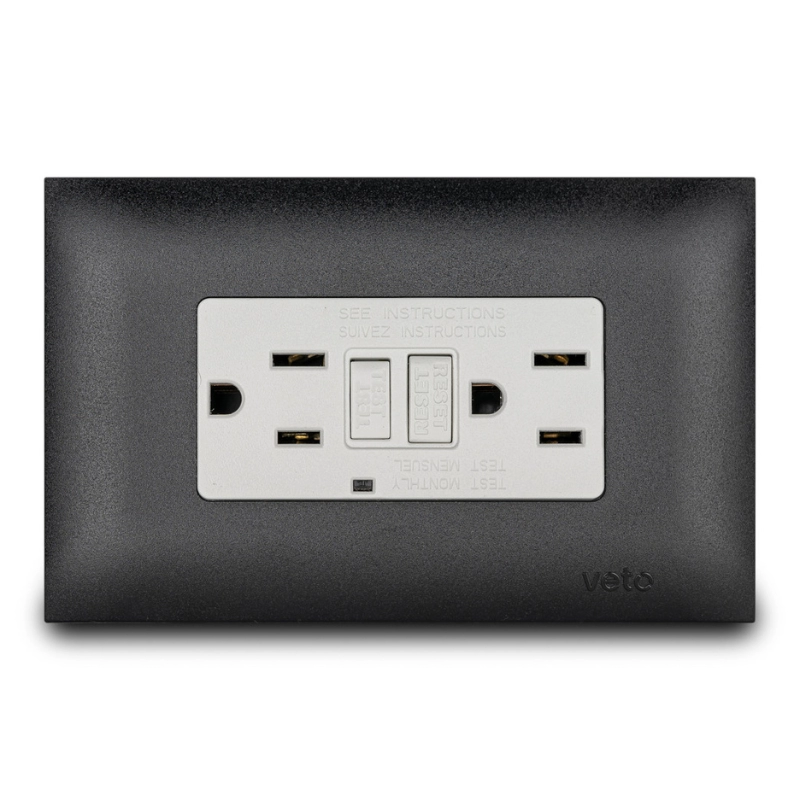 Toma Doble  Gfci Vive  Negro    Veto