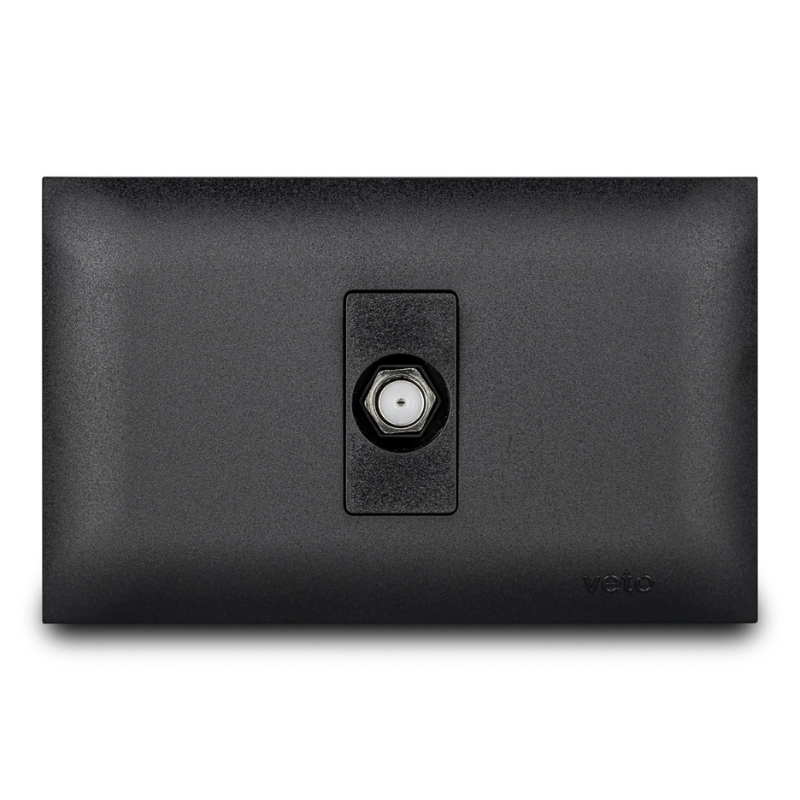 Toma Coaxial   Linea Vive Negro    Veto