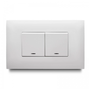 Interruptor Conmutable Doble  Boton Ancho Linea Vive Blanco    Veto