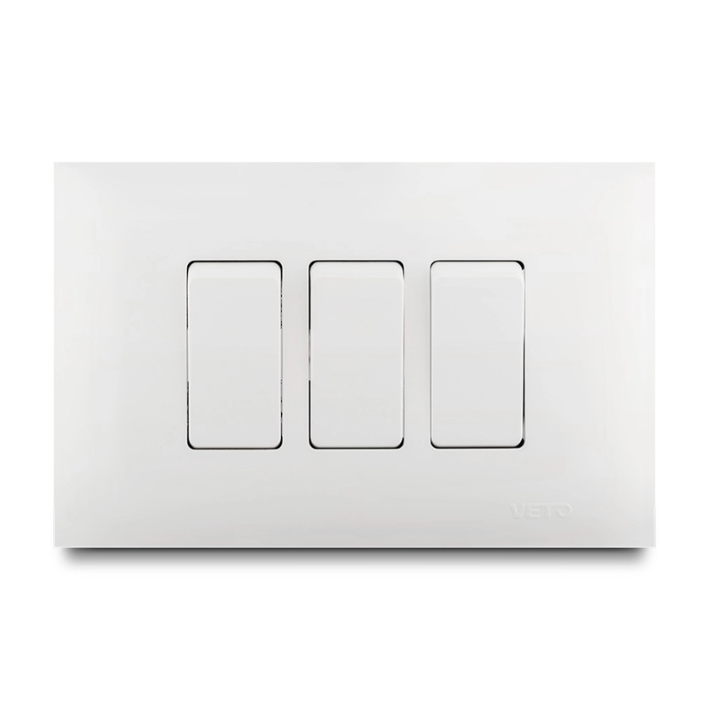 Interruptor Conmutable Triple  No Neon Linea Vive Blanco    Veto