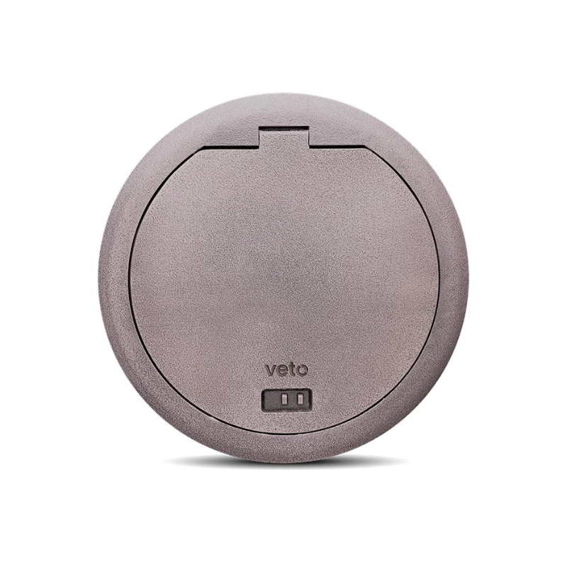 Socket Piso Exterior 6H Redondo Plateado    Veto