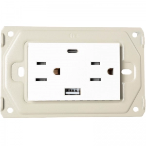 Toma Corriente +  Usb + Usb C Pollux Blanco  Miletto