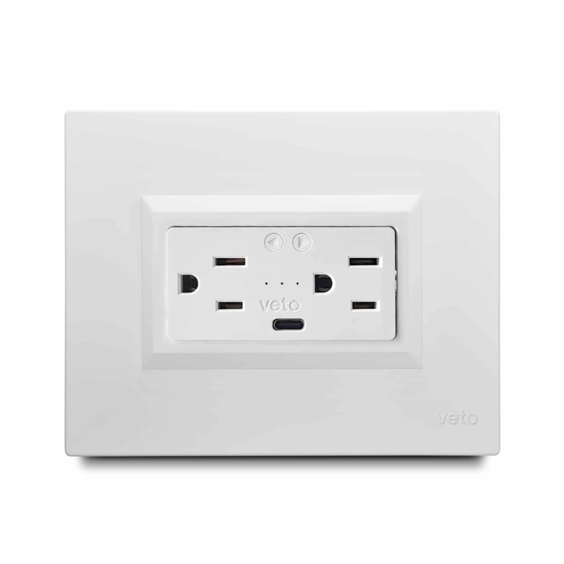 Tomacorriente Inteligente doble + C Veto Blanco