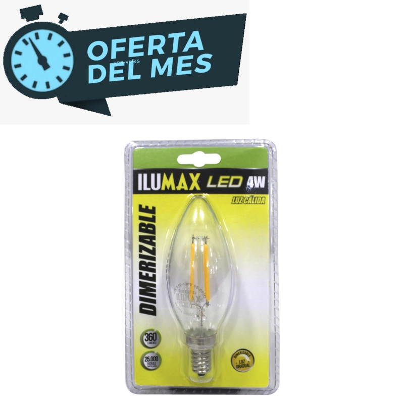 Bombillo Led 4w E-12 Vela Vintage Dimerizable 2700k Ilumax
