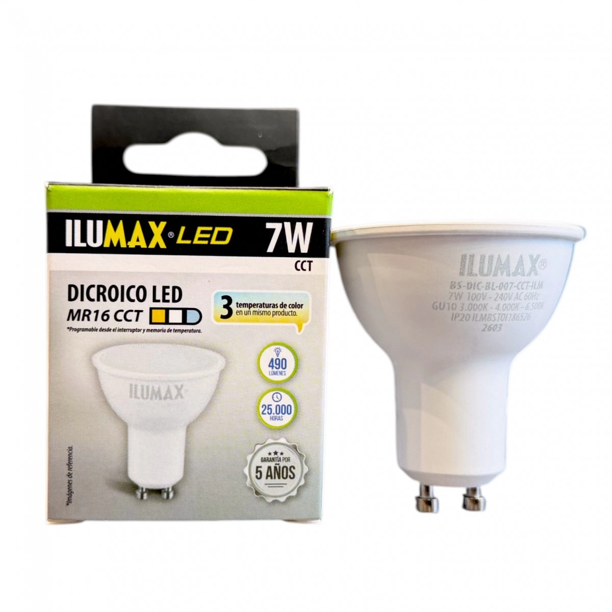 Bombillo Led GU10 7w Blanco CCT ILUMAX