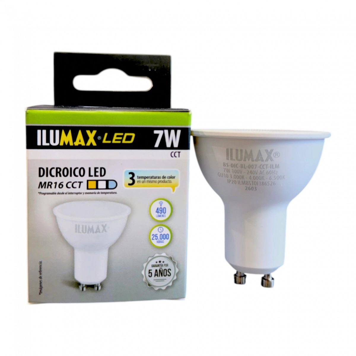 Bombillo Led GU10 7w Blanco CCT ILUMAX
