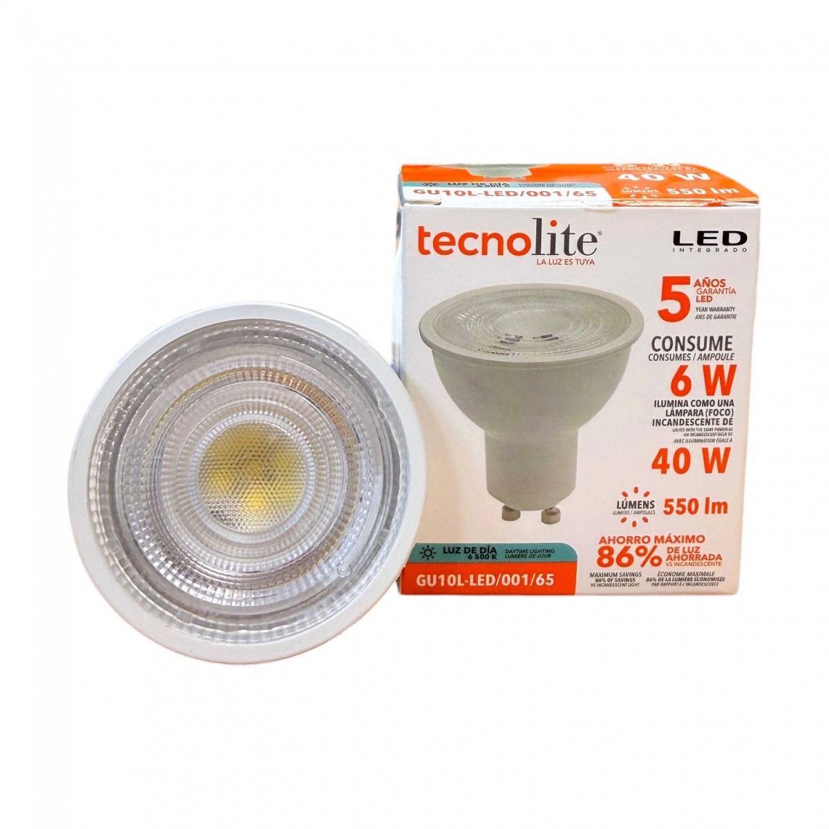 Bombillo GU10 6W 6500K 550lm TECNOLITE