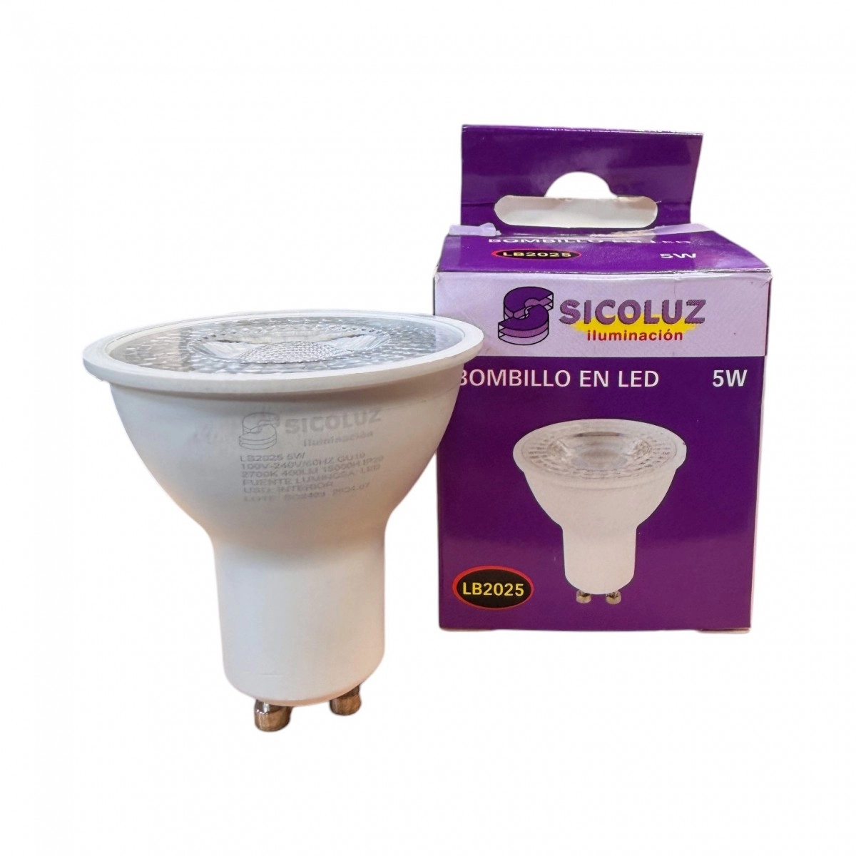 Bombillo Led GU10 5W 2700K 400lm SICOLUZ