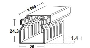 Canaleta Ranurada 25X25