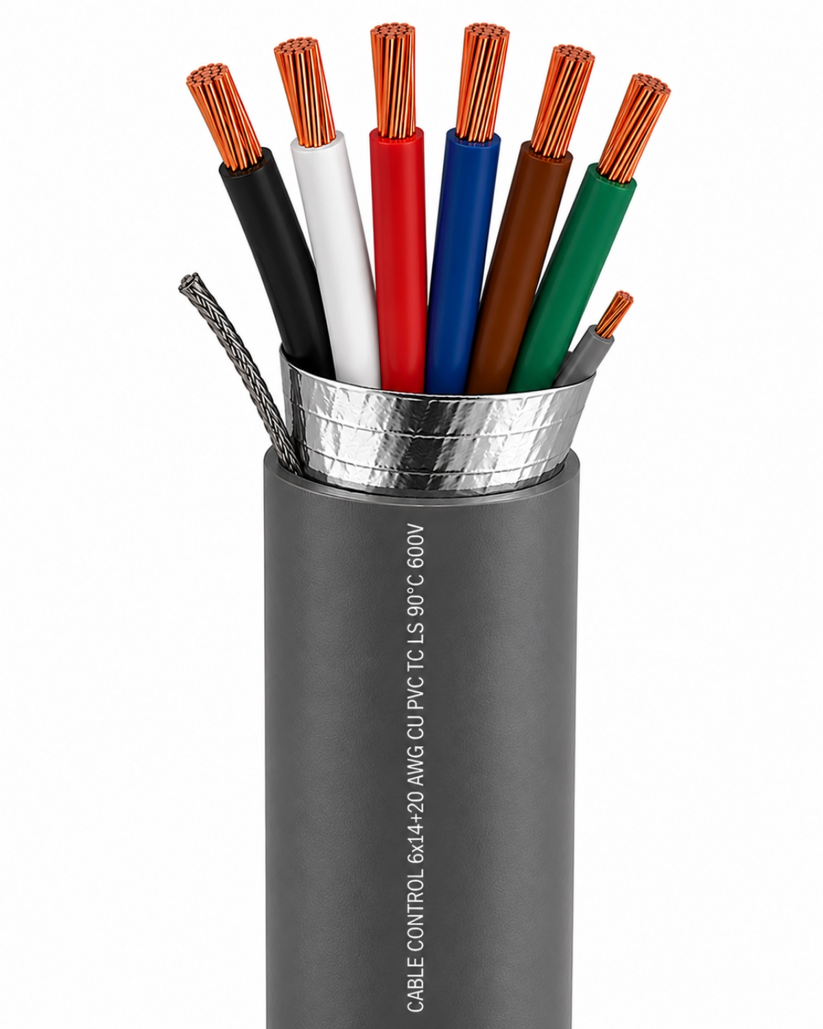 Cable Control 6x14+20 awg cu pvc tc ls 90°c 600v