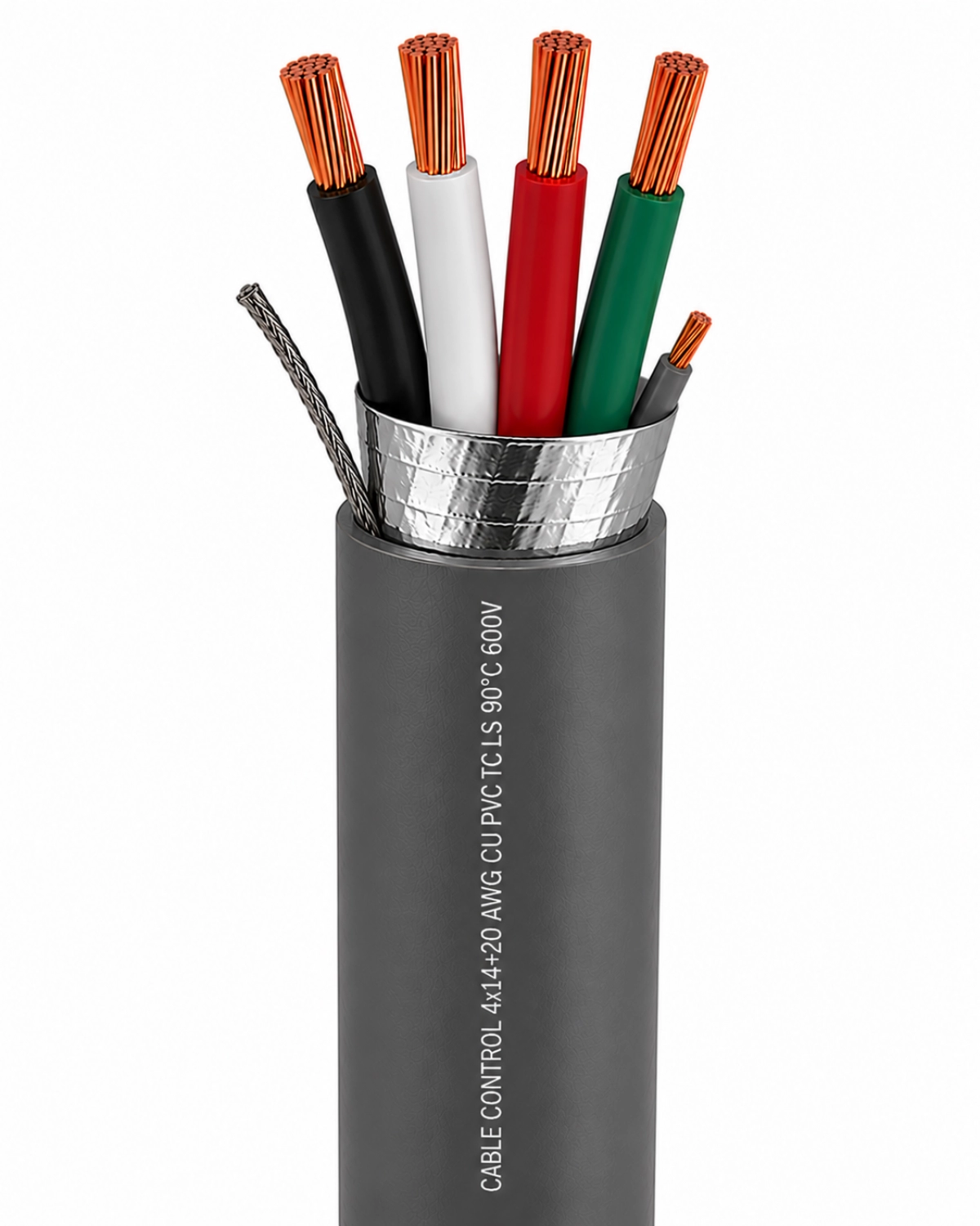 Cable Control 4x14+20 awg cu pvc tc ls 90°c 600v