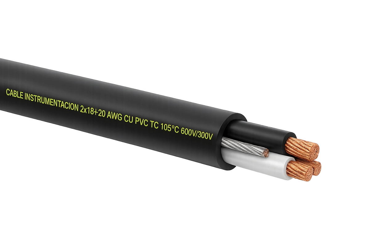 Cable Instrumentación 2x18+20 awg cu pvc tc 105°c 600v/300v