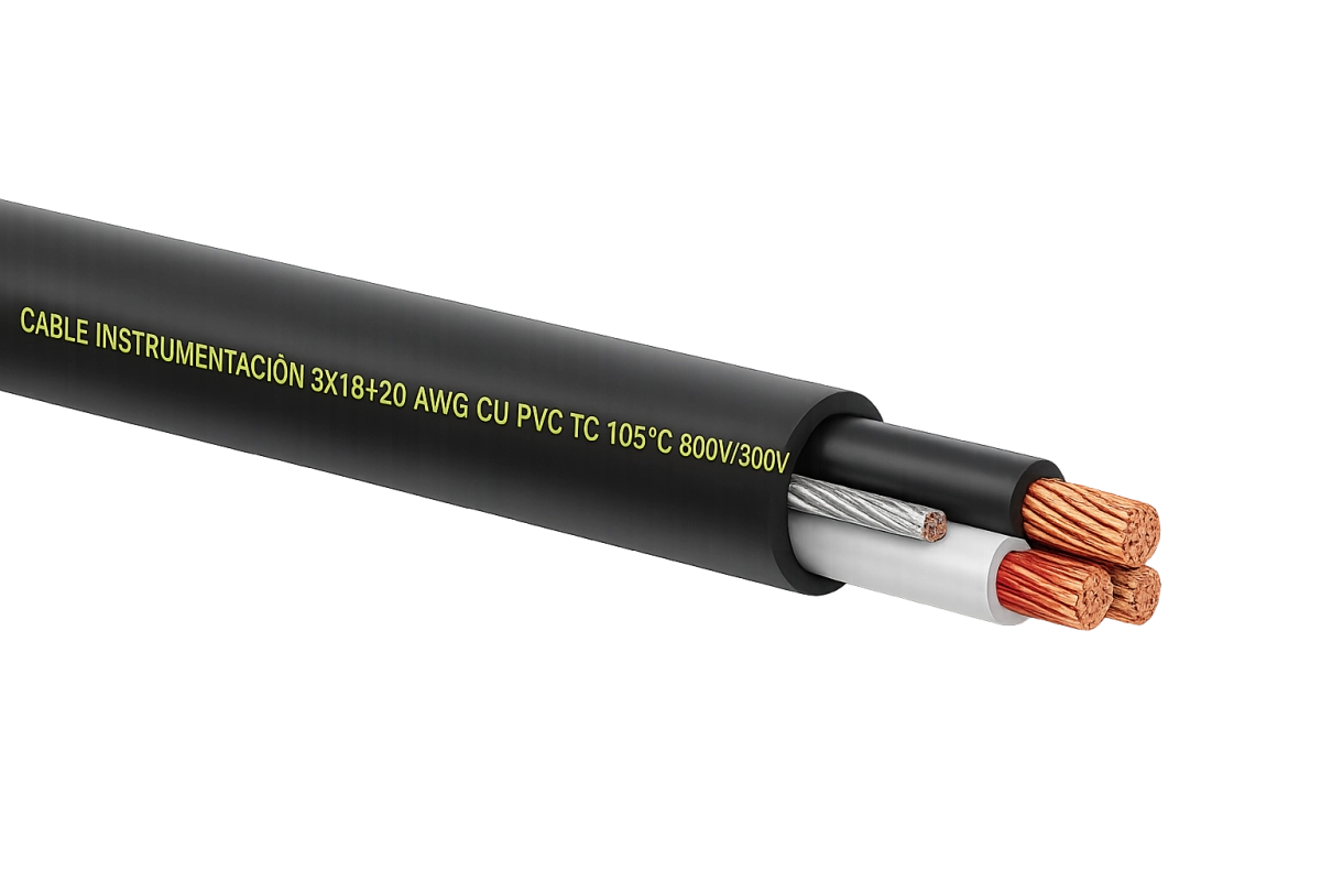 Cable Instrumentación 3x18+20 awg cu pvc tc 105°c 600v/300v