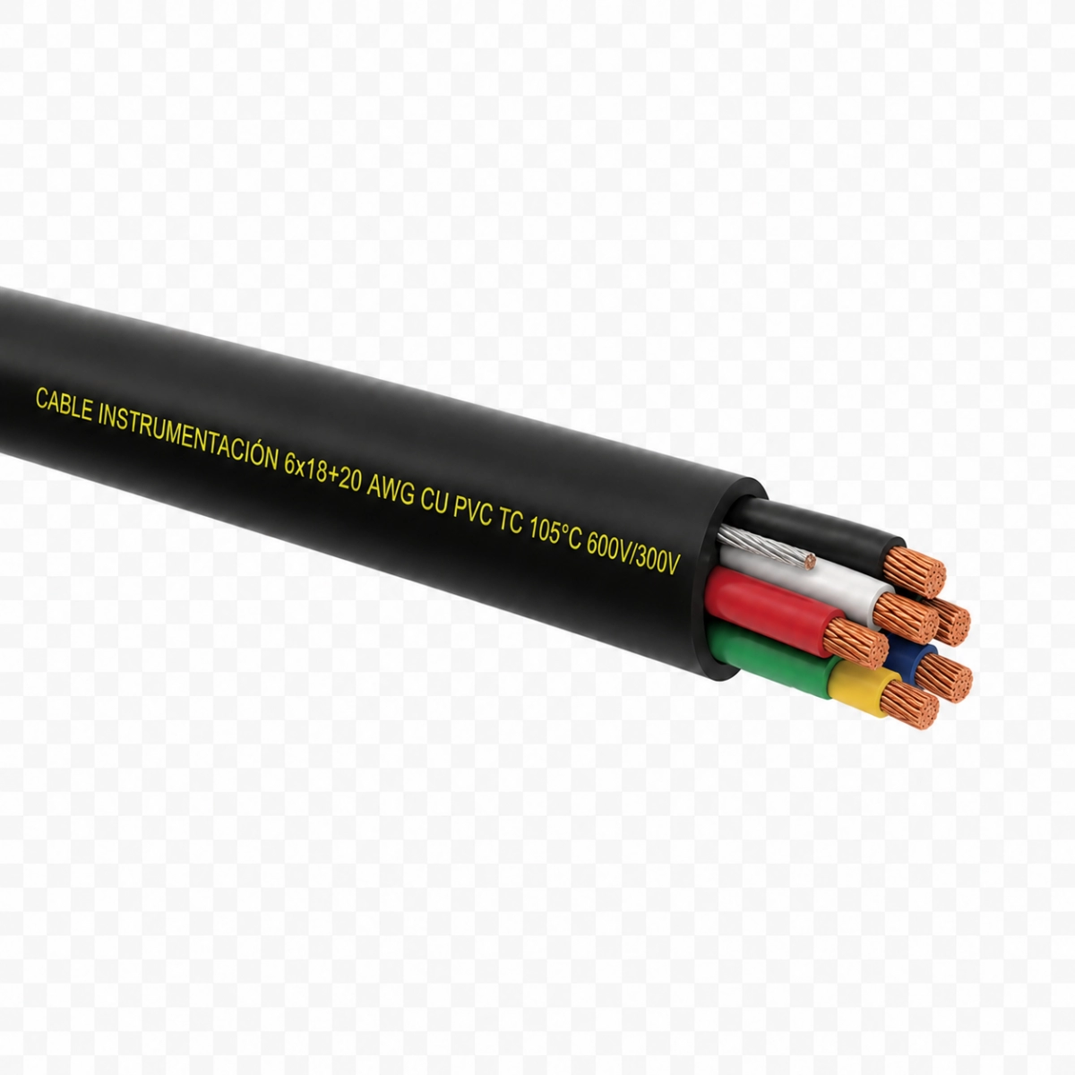 Cable Instrumentación 6x18+20 awg cu pvc tc 105°c 600v/300v