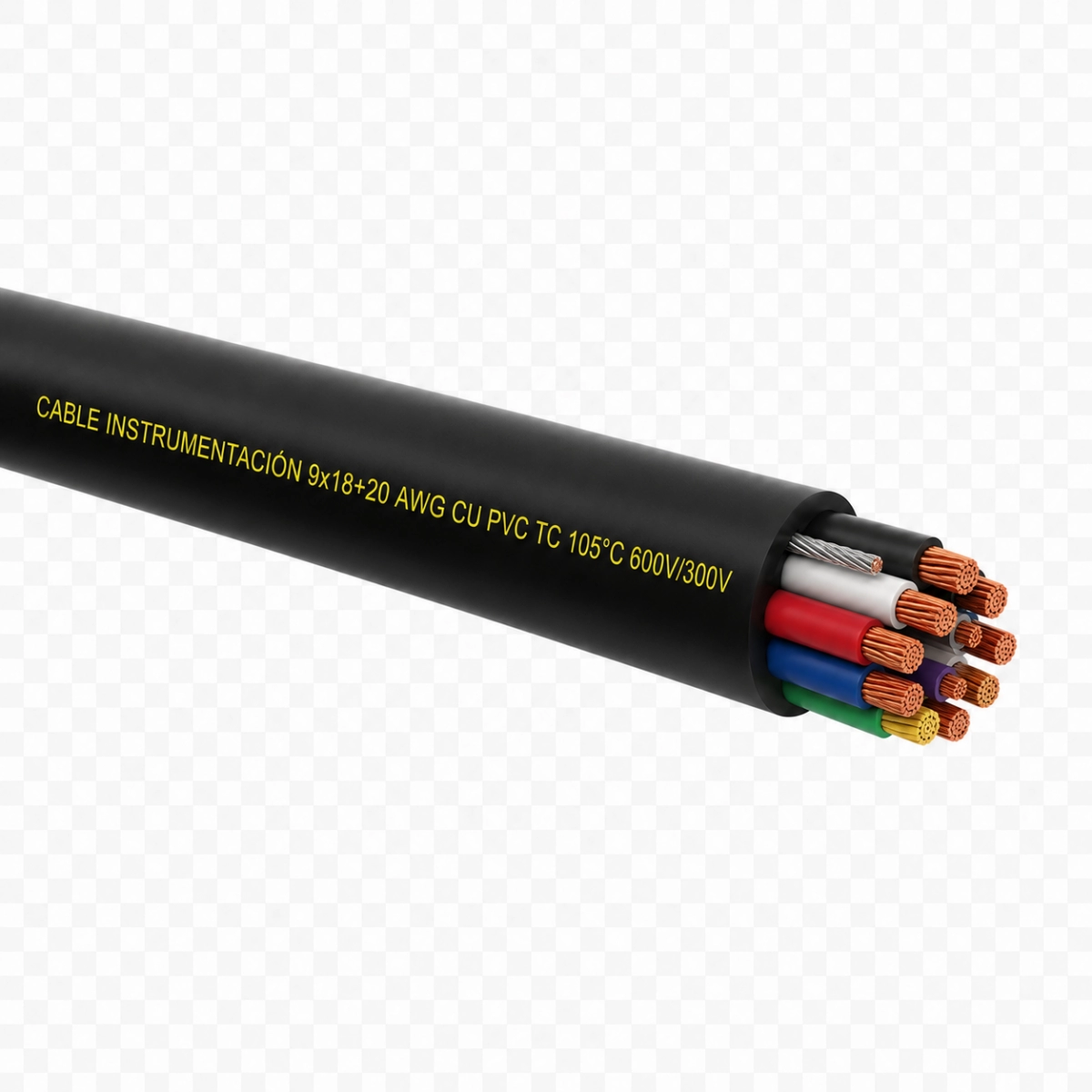 Cable Instrumentación 9x18+20 awg cu pvc tc 105°c 600v/300v