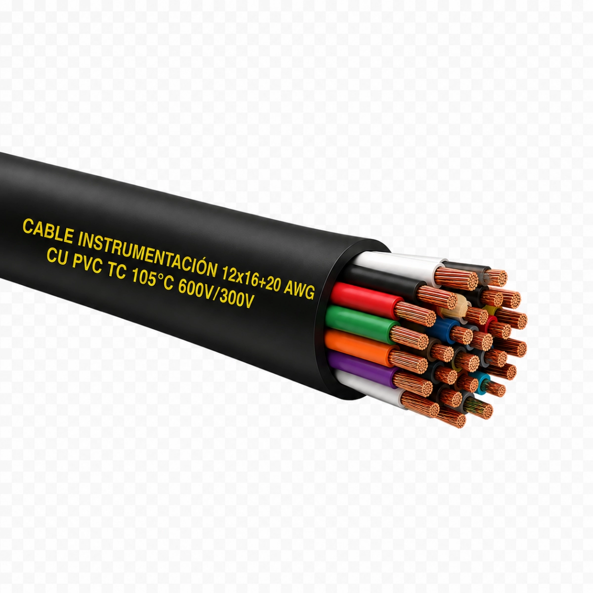 Cable Instrumentación 12x16+20 awg cu pvc tc 105°c 600v/300v