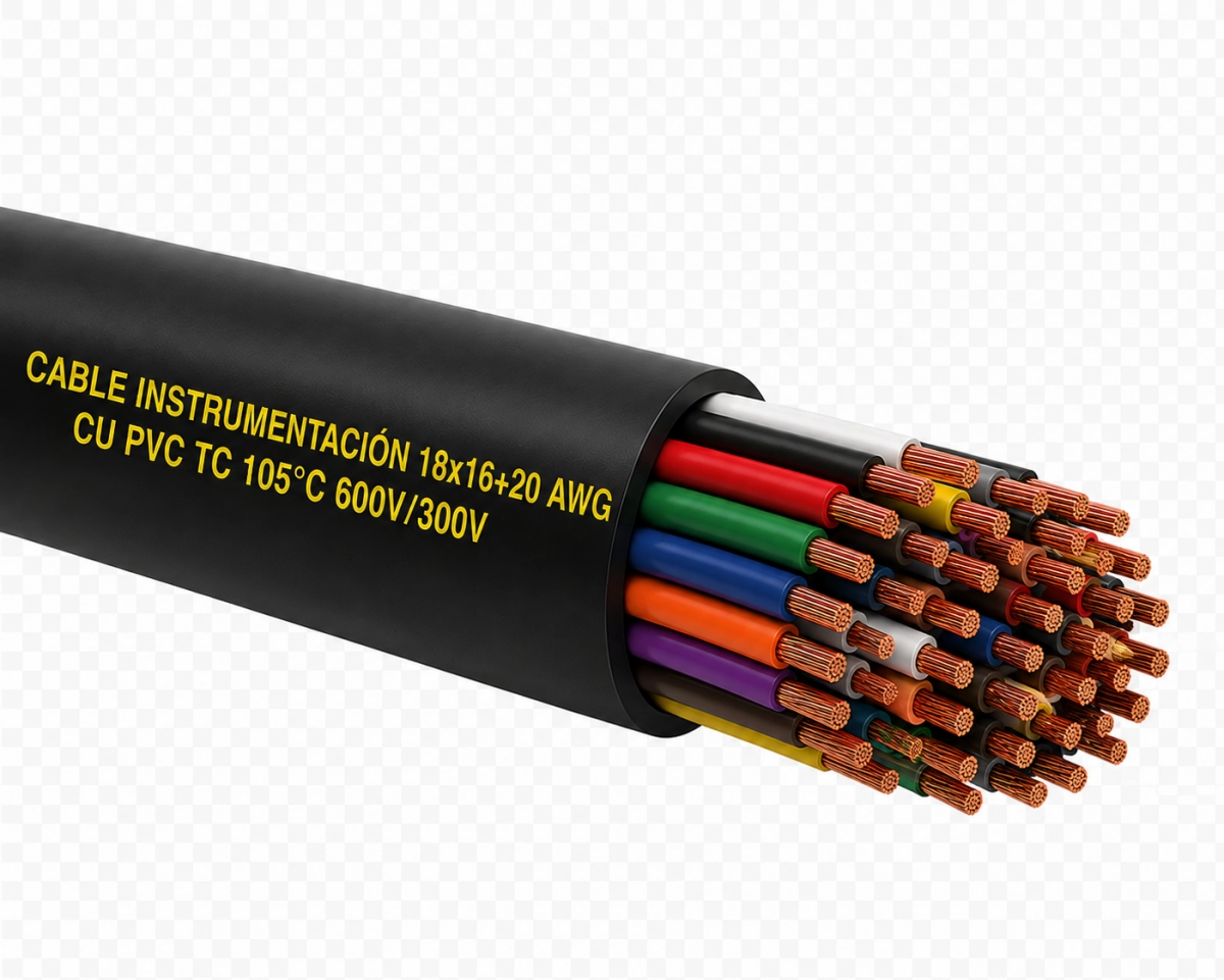 Cable Instrumentación 18x16+20 awg cu pvc tc 105°c 600v/300v