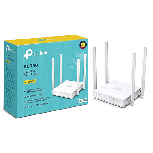 Tp-Link Switching & Routing Router Wifi Soho Ac750, 433M 5Ghz + 300M 2.4Ghz, 4 Antenas