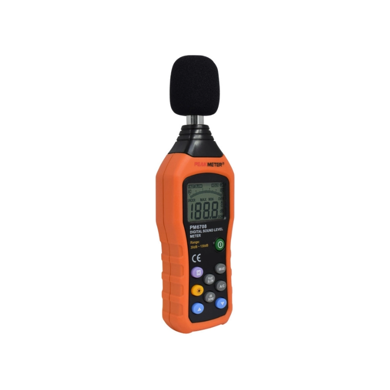 Decibelímetro Digital, Rango 30Db ~ 130Db, Unidades Seleccionables. PEAKMETER