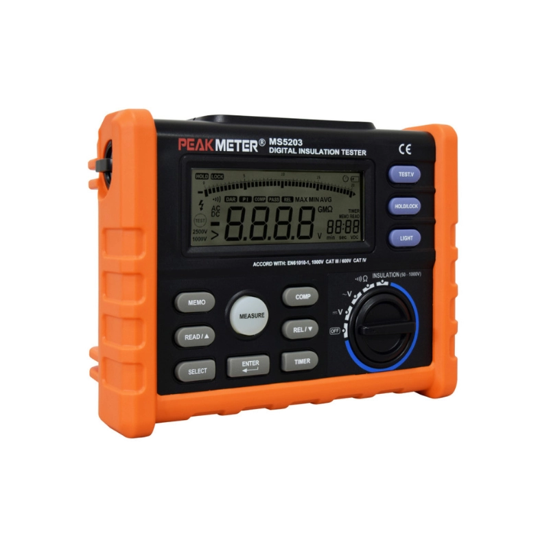 Megohmetro, Medidor de Aislamiento, hasta 10Gohm 1000V. PEAKMETER