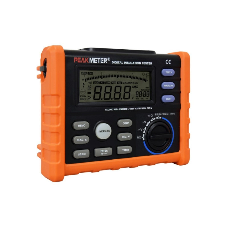 Megohmetro, Medidor de Aislamiento, hasta 100Gohm 2500V. PEAKMETER