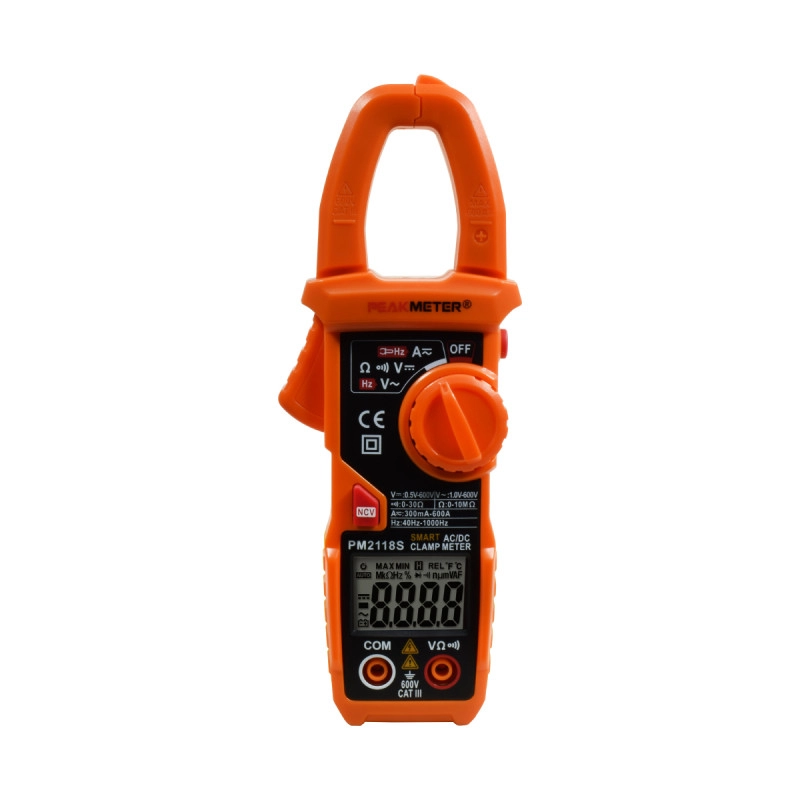 Pinza Voltiamperimetrica Digital Ac/Dc hasta 600V, hasta 600A. Auto-Medidas-Rango, Ncv. PEAKMETER