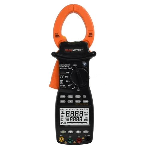 Pinza Medidora de Potencia y Energía, 3F-4H, Comunicación Rs232. Incluye Software.