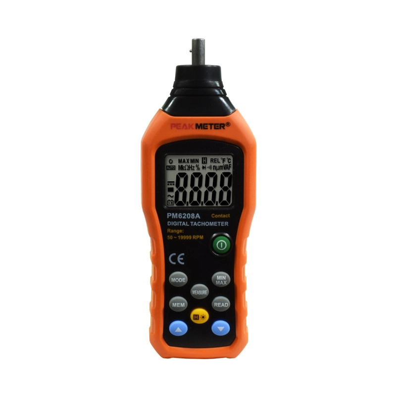 Tacómetro de Contacto, Rango 50-19999 Rpm. Unidades Seleccionables. Incluye Kit de Accesorios. PEAKMETER
