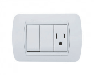 Toma Enerlux + Interruptor Blanco