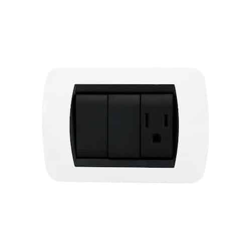 Toma Enerlux+Interruptor Blanco/Negro