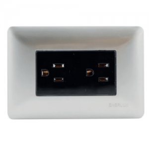 Toma Enerlux Doble Con Polo A Tierra Silver