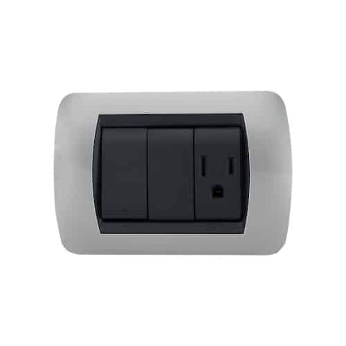 Toma Enerlux+Interruptor Silver